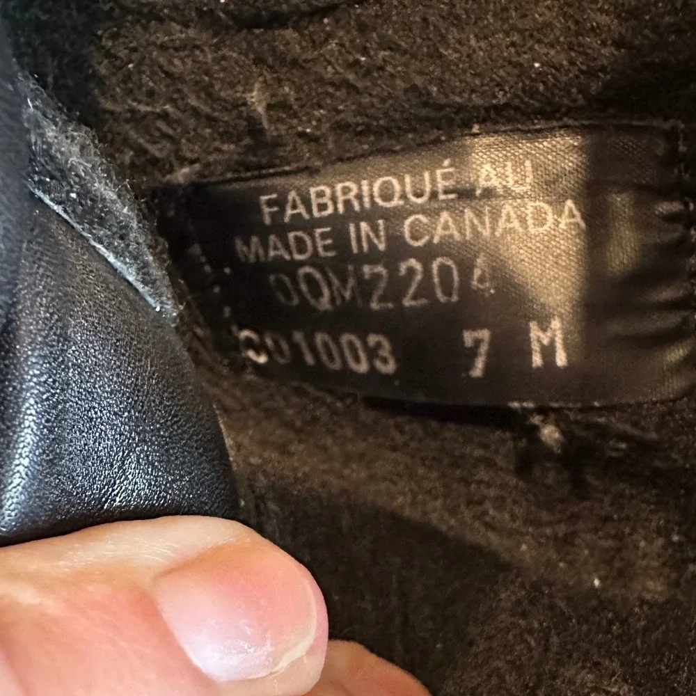 LL Bean Black Leather Lace Up Ankle Boots Square Toe Made‎ in Canada DQM2204 7M
